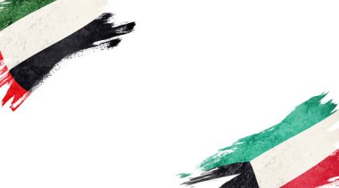 Beyaz Arkaplanda Uae ve Kuveyt Bayrakları